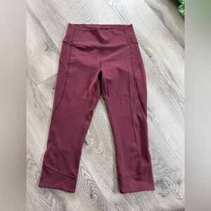 Lululemon Athletica Burgundy High-Rise Leggings